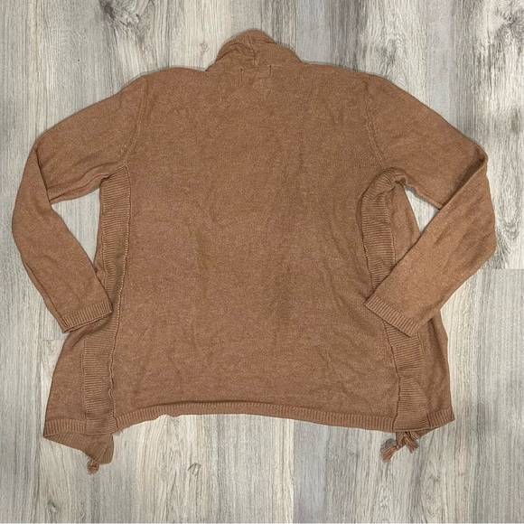 Duffield Lane Brown Cashmere Blend Cardigan Sweater Open Knit Fringe Size S - Picture 7 of 7